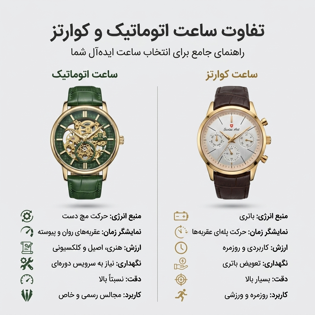 تفاوت ساعت اتوماتیک و کوارتز