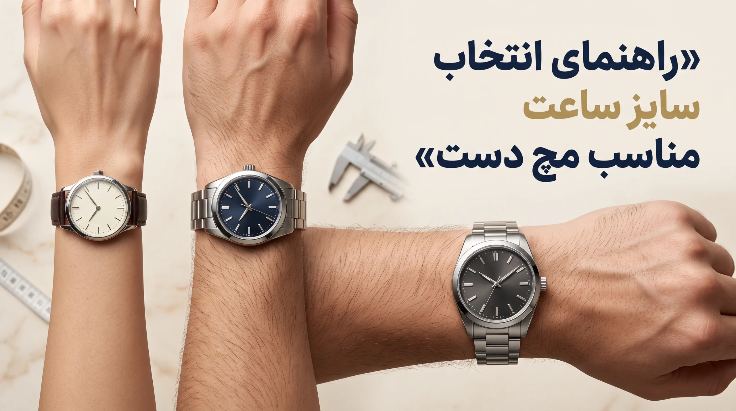 راهنمای انتخاب سایز ساعت مناسب مچ دست