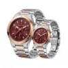 ساعت مچی ست سوئیس‌آرت مدل ANT107-108 با بند استیل رزگلد و صفحه زرشکی